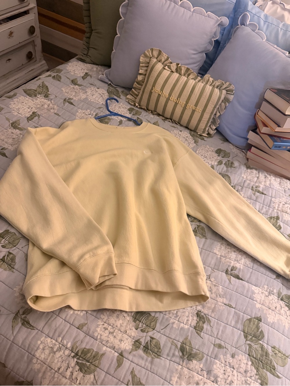 Nike Women's Pale Yellow Crewneck Sweatshirt